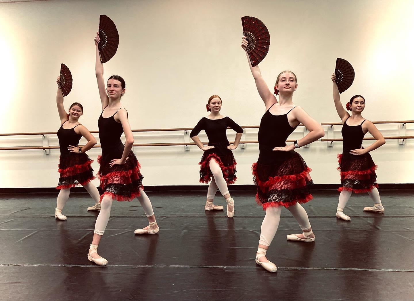 Ballet Apetrei dancers performing with fans at an ArtWalk reception